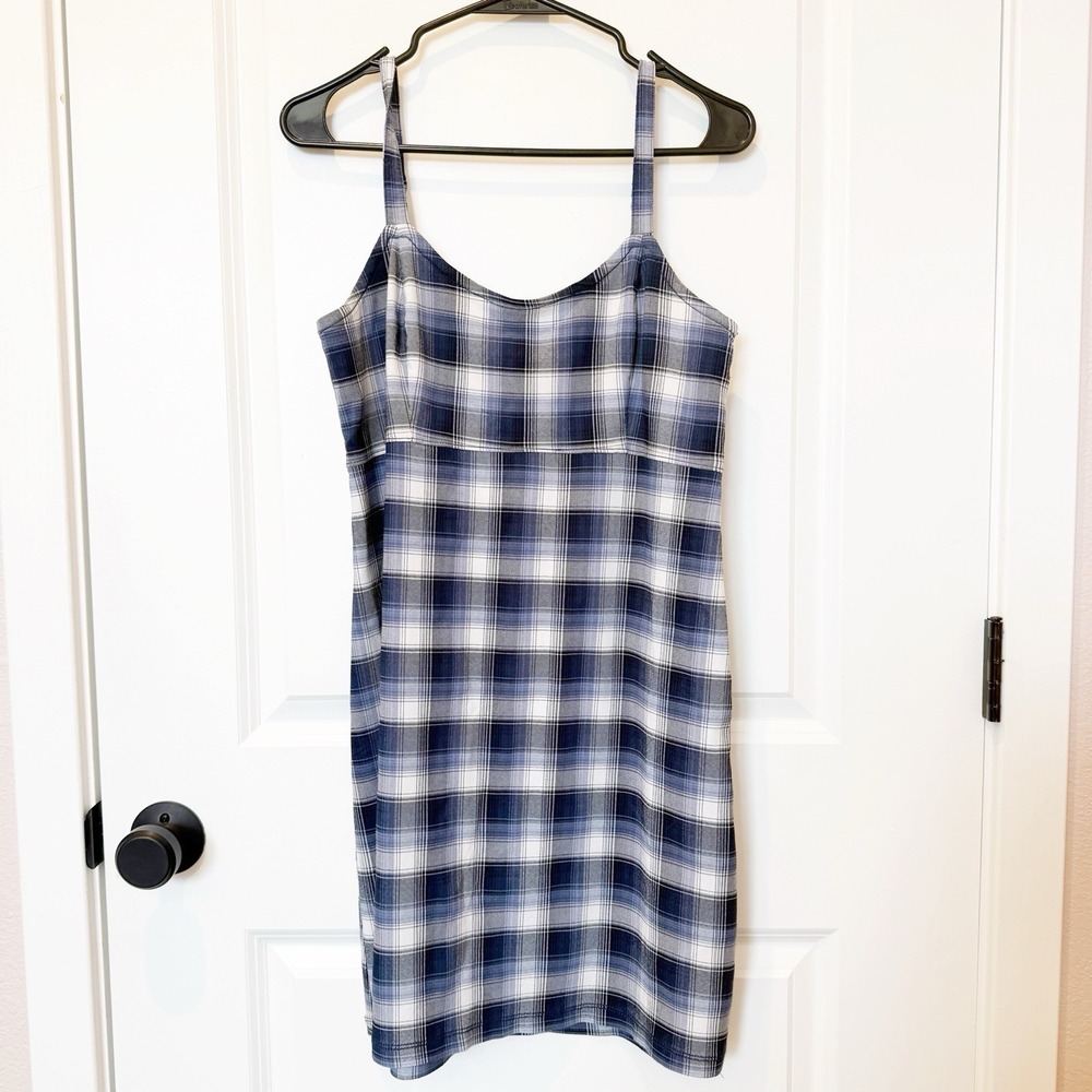 Hollister Y2K Plaid Mini Slip Dress Large Preppy Academia Schoolgirl 90s Indie